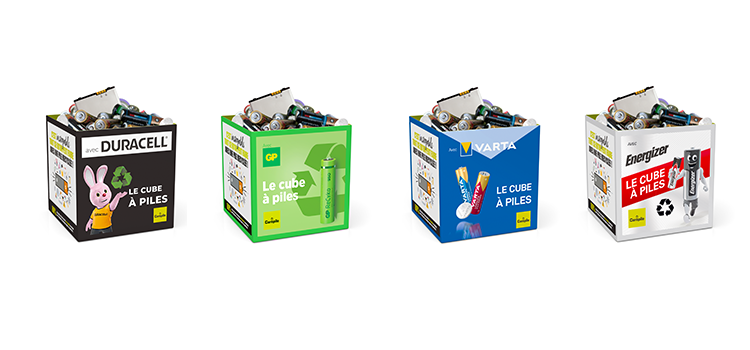 Avec le cube à piles, la collecte et le recyclage, c'est dans la boîte !